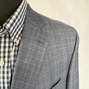 Jack Victor Loro Piana Men's Gray Super 130s  Two‎ Button Plaid Blazer 40